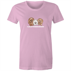 I LOVE Pomeranians Women's Maple Tee - PomWorld.Com