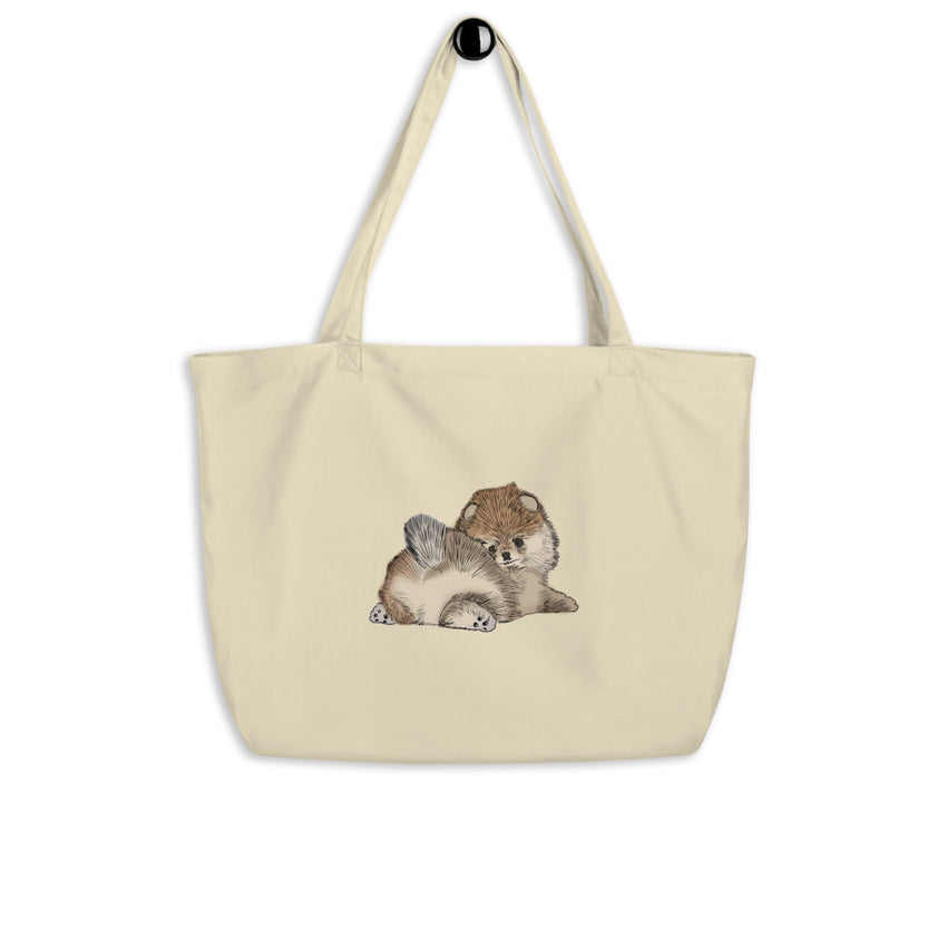 Pomeranian Puppy Large organic tote bag - PomWorld.Com